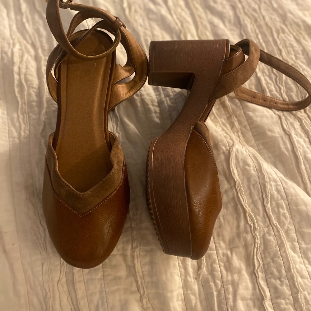 Brown Block Heel Ankle Strap platforms 11